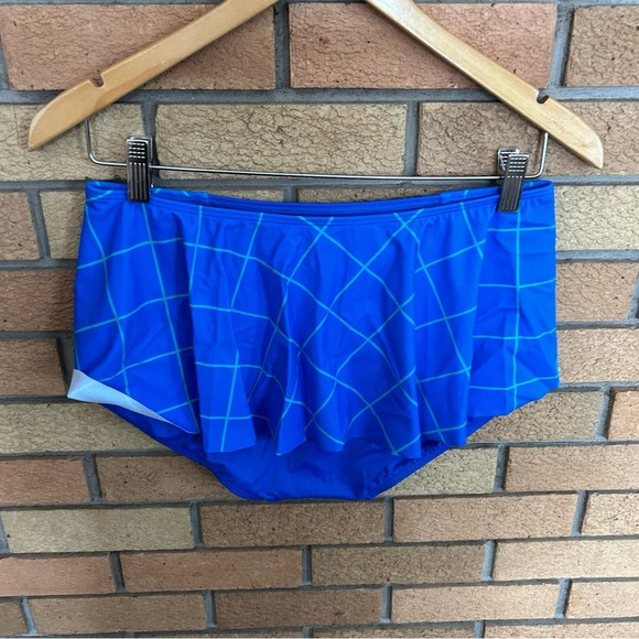 SPANX Women's Flirty Skirted Swim Bottom Electric Blue Geo SIZE 12 NWT - Picture 5 of 8